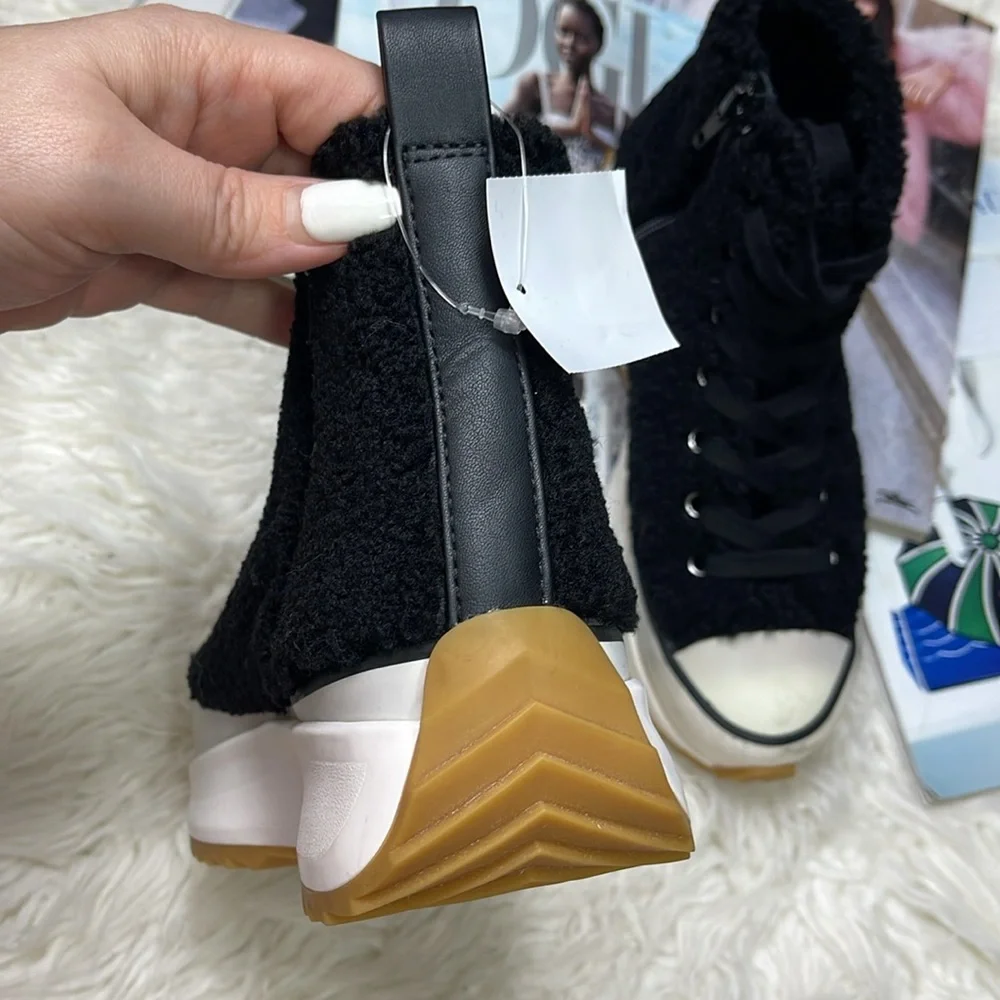 Steve Madden Shaft Faux Fur Platform Sneakers - Picture 7 of 16